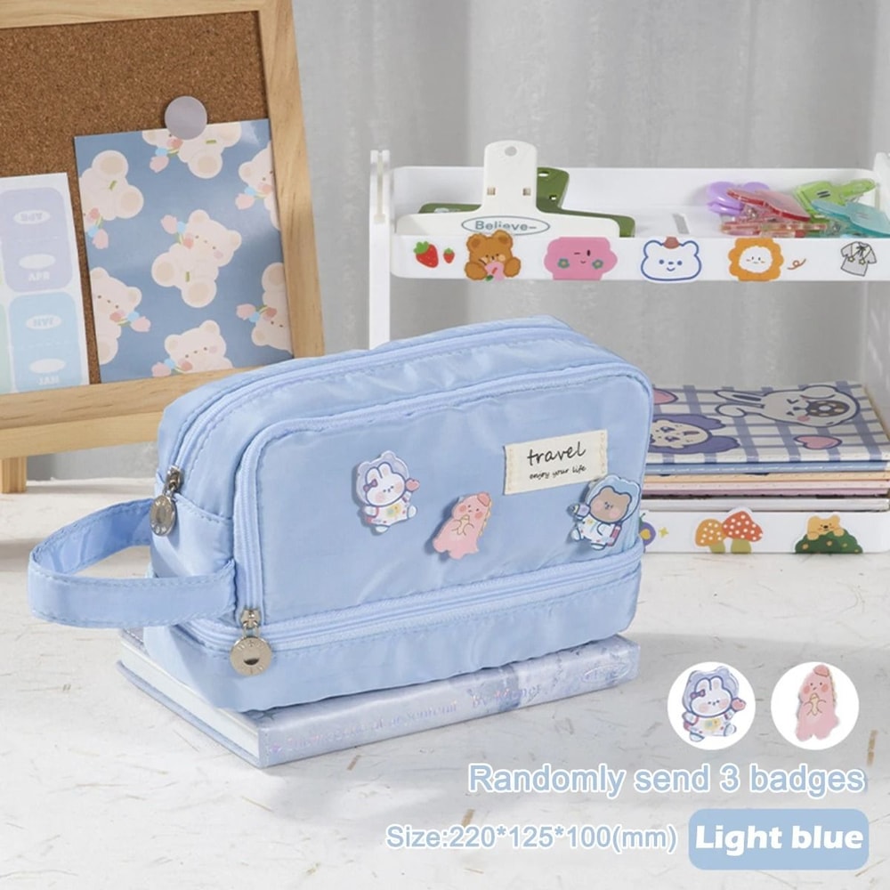 Three Layer Pencil Case Kawaii Large Capacity Pen Bag Korean Stationery Pouch For Students 1