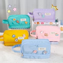 three layer pencil case kawaii large capacity pen bag korean stationery pouch for students