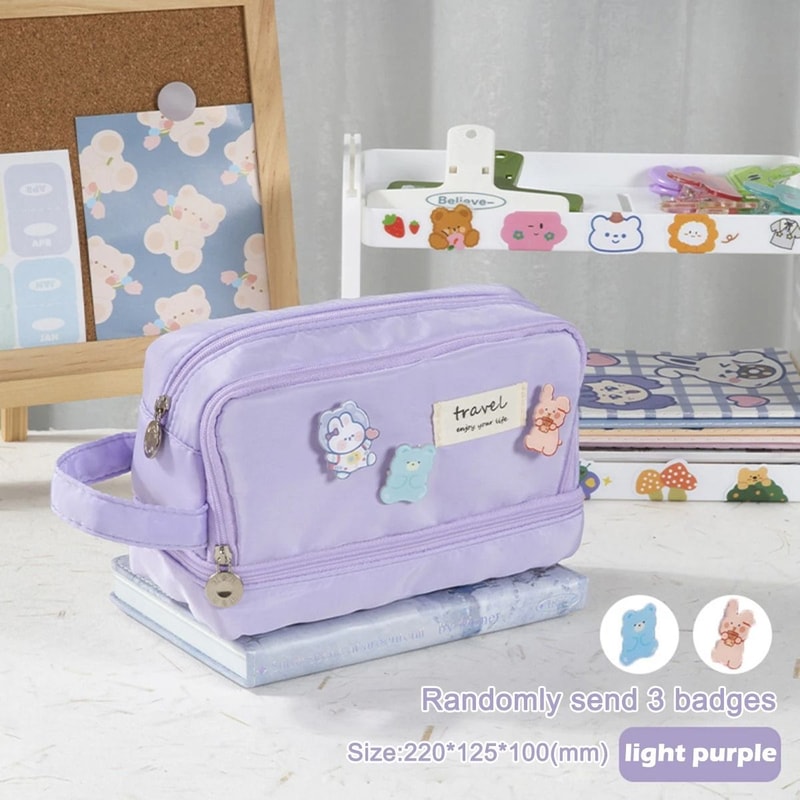 Three Layer Pencil Case Kawaii Large Capacity Pen Bag Korean Stationery Pouch For Students 2