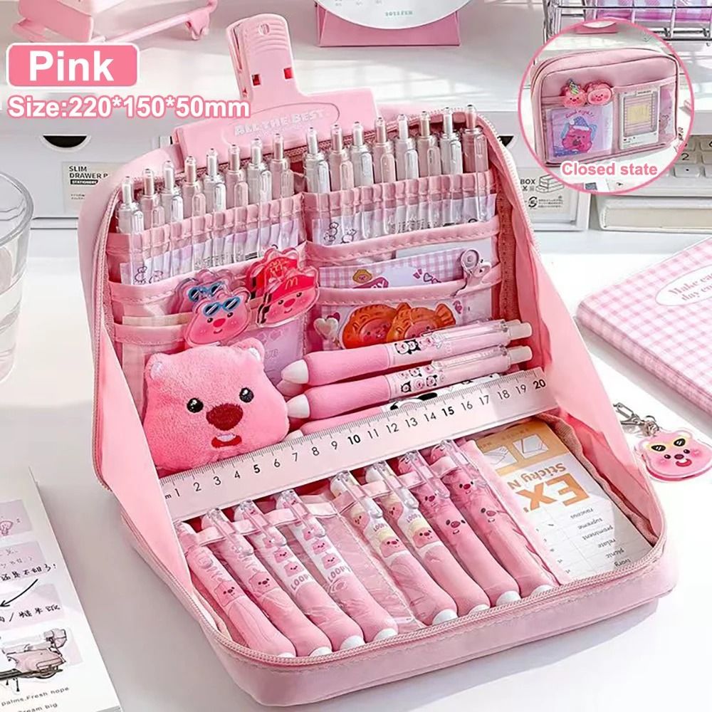 10 Layer Pencil Case Kawaii Panda Large Capacity Canvas Pen Bag Student Stationery Organizer 3