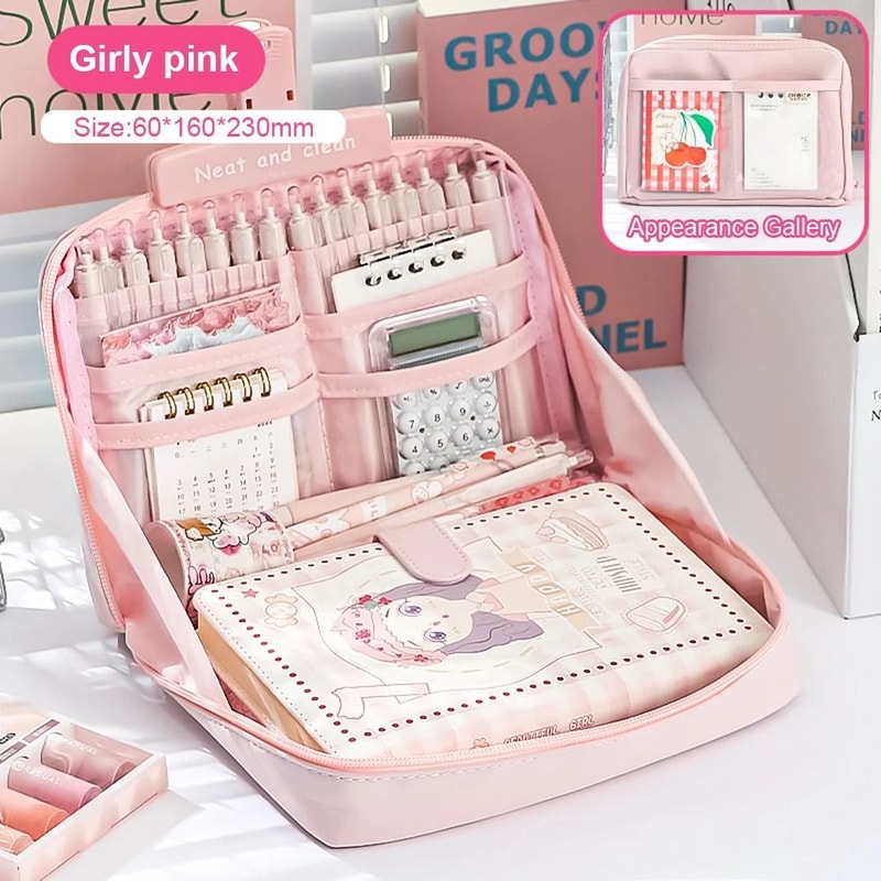 10 Layer Pencil Case Kawaii Panda Large Capacity Canvas Pen Bag Student Stationery Organizer 11