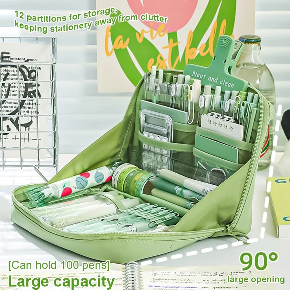 10 Layer Pencil Case Kawaii Panda Large Capacity Canvas Pen Bag Student Stationery Organizer 12