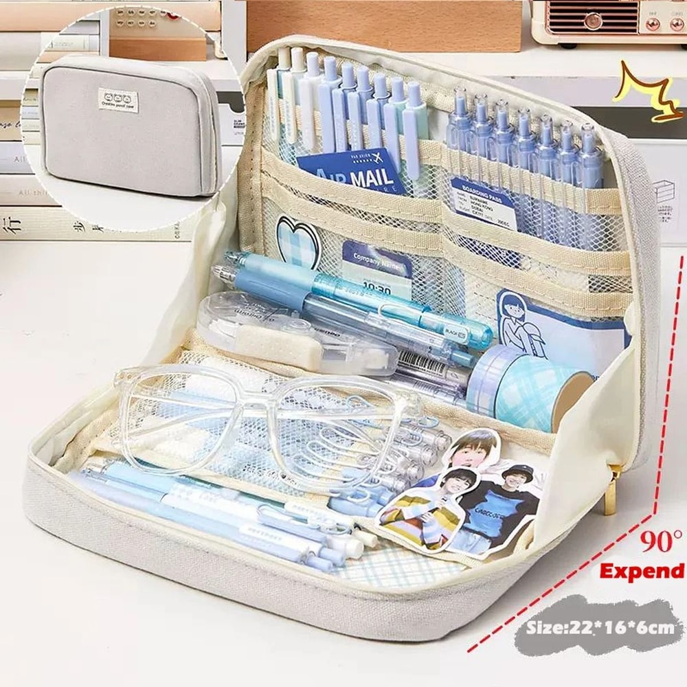 10 Layer Pencil Case Kawaii Panda Large Capacity Canvas Pen Bag Student Stationery Organizer 8