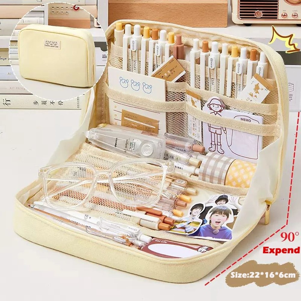 10 Layer Pencil Case Kawaii Panda Large Capacity Canvas Pen Bag Student Stationery Organizer 10