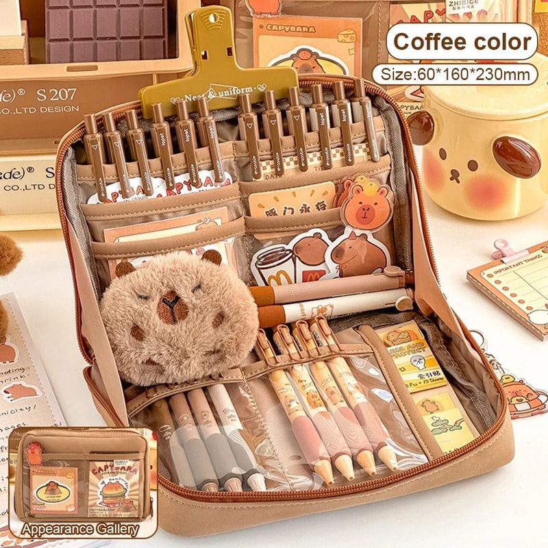 10 Layer Pencil Case Kawaii Panda Large Capacity Canvas Pen Bag Student Stationery Organizer 5