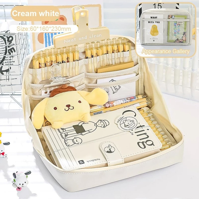 10 Layer Pencil Case Kawaii Panda Large Capacity Canvas Pen Bag Student Stationery Organizer 6