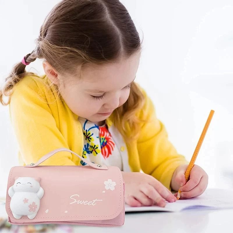 3D Kawaii Pencil Case Astronaut Three Layer Pencil Pouch Cute School Stationery Organizer 7