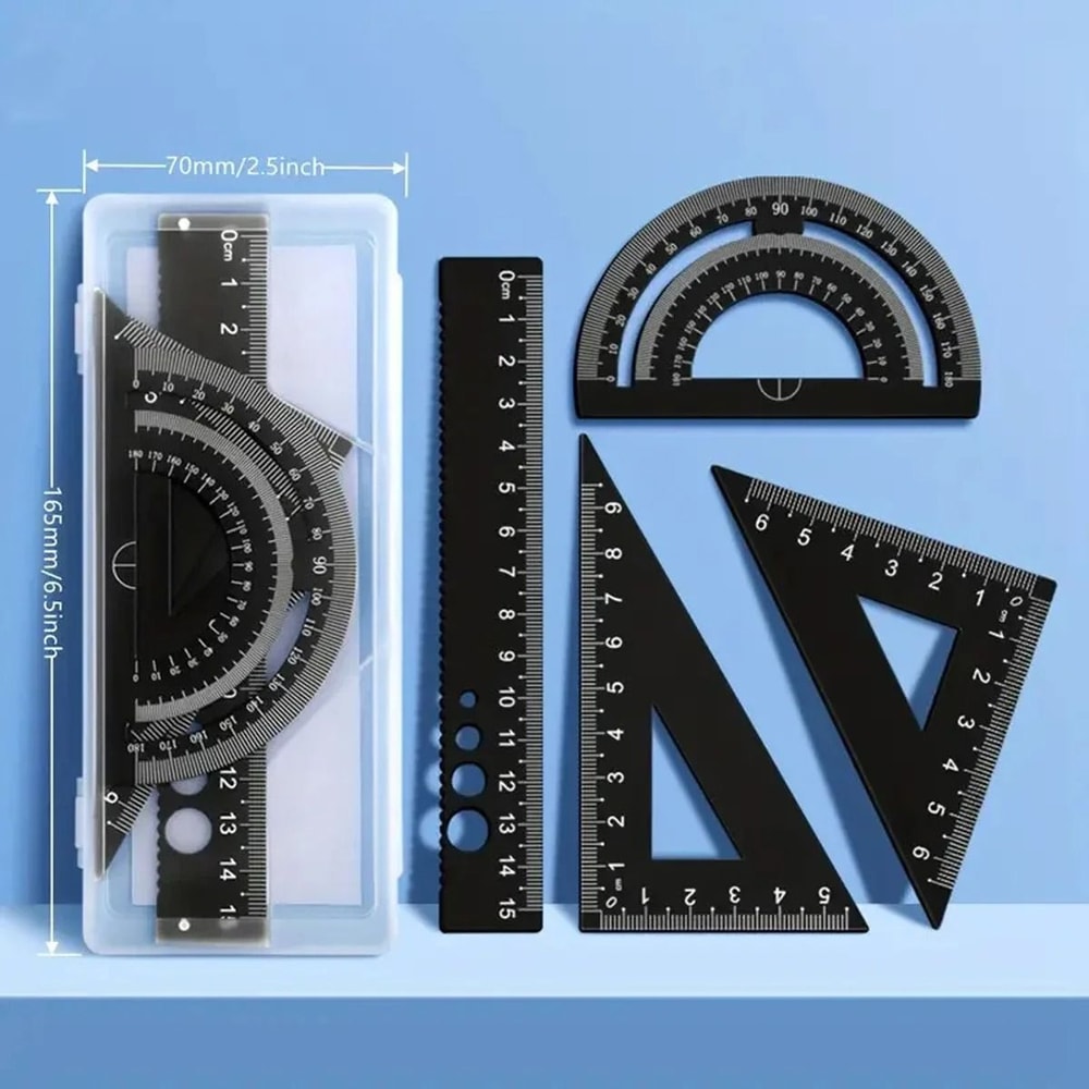 Metal Drafting Set 4 Piece Ruler Measurement Set With Storage Box For Students And Office Use 10