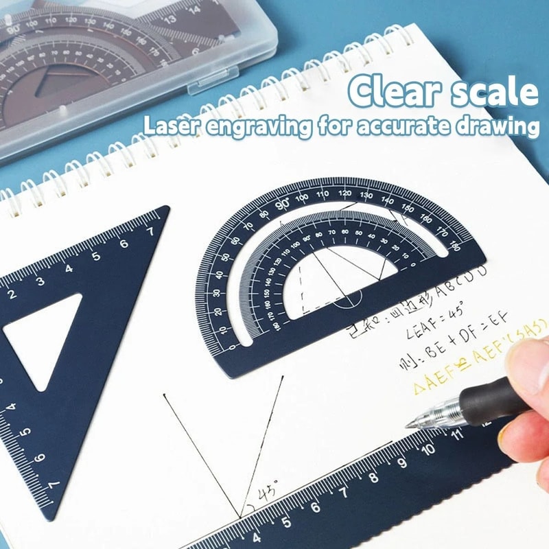 Metal Drafting Set 4 Piece Ruler Measurement Set With Storage Box For Students And Office Use 7