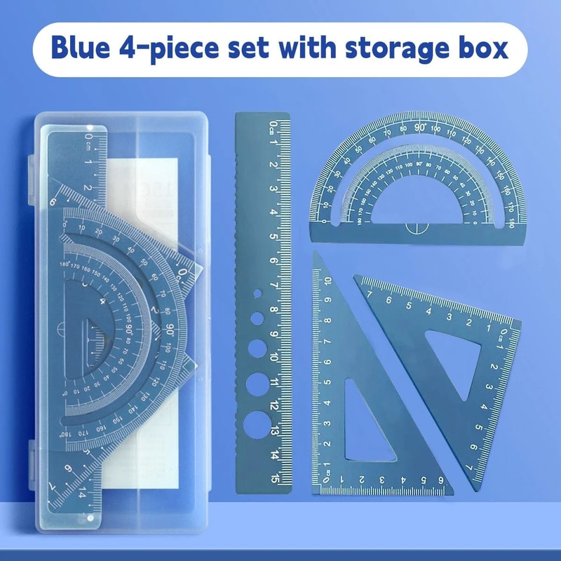 Metal Drafting Set 4 Piece Ruler Measurement Set With Storage Box For Students And Office Use 5