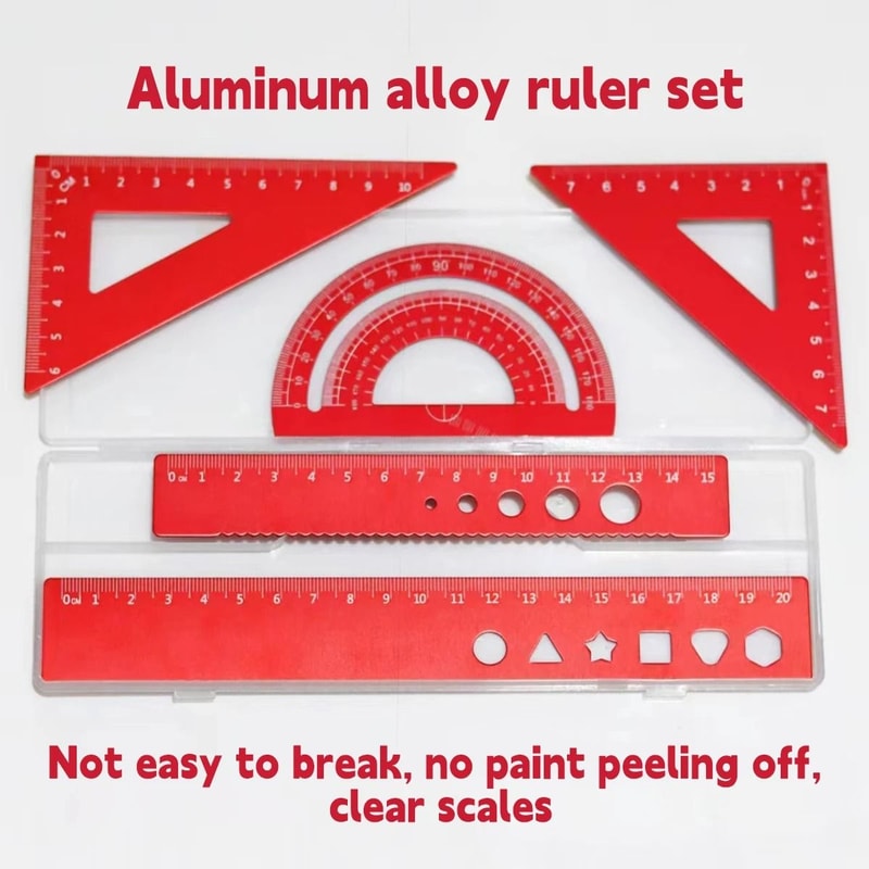 Metal Drafting Set 4 Piece Ruler Measurement Set With Storage Box For Students And Office Use 4