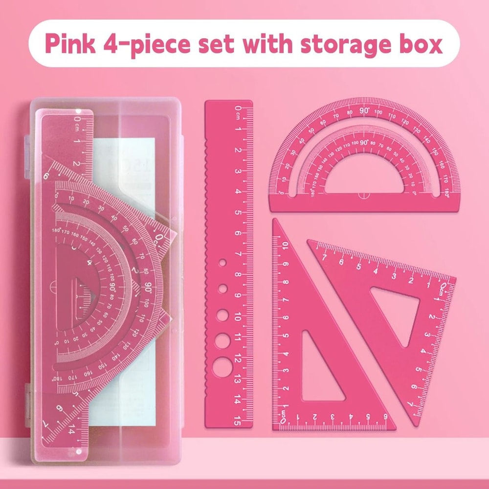 Metal Drafting Set 4 Piece Ruler Measurement Set With Storage Box For Students And Office Use 1