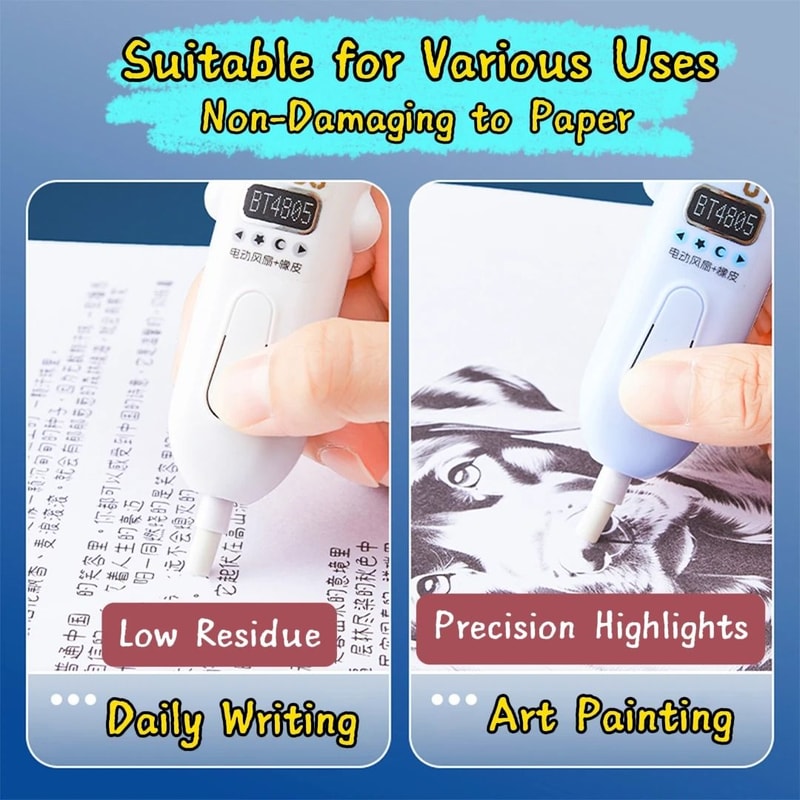 Cute Electric Eraser Astronaut Battery Powered Erasing Tool With Fan For Sketching And Students 9