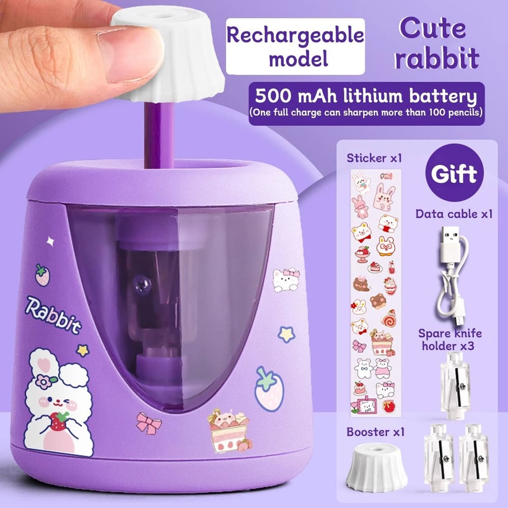 Electric Automatic Pencil Sharpener Cartoon Space Design Kids School And Office Stationery 9
