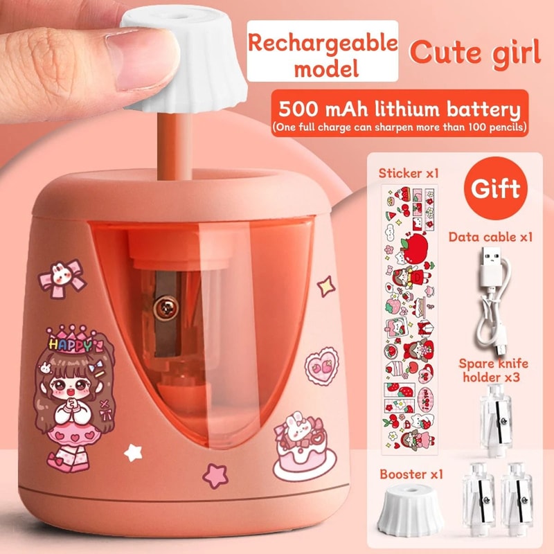 Electric Automatic Pencil Sharpener Cartoon Space Design Kids School And Office Stationery 8