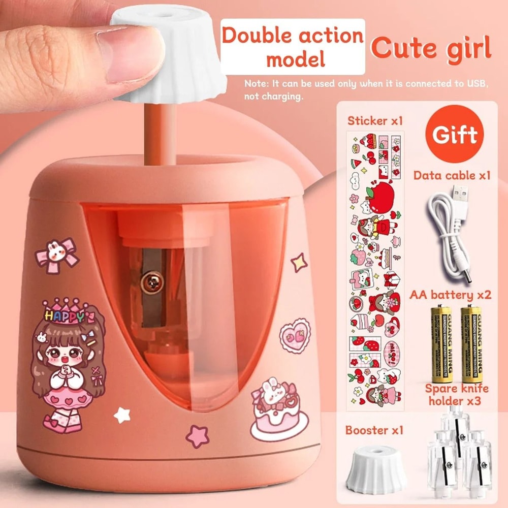 Electric Automatic Pencil Sharpener Cartoon Space Design Kids School And Office Stationery 5