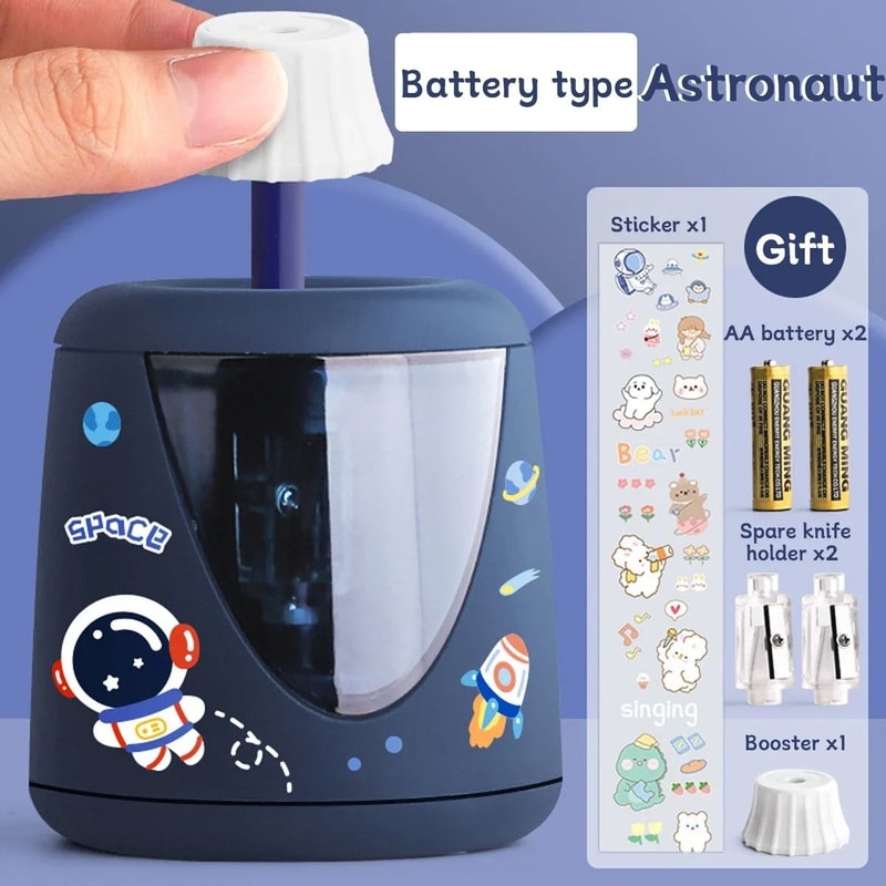 Electric Automatic Pencil Sharpener Cartoon Space Design Kids School And Office Stationery 1