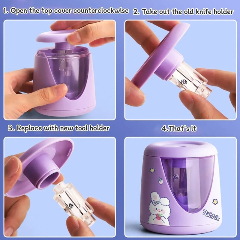 Electric Automatic Pencil Sharpener Cartoon Space Design Kids School And Office Stationery 13