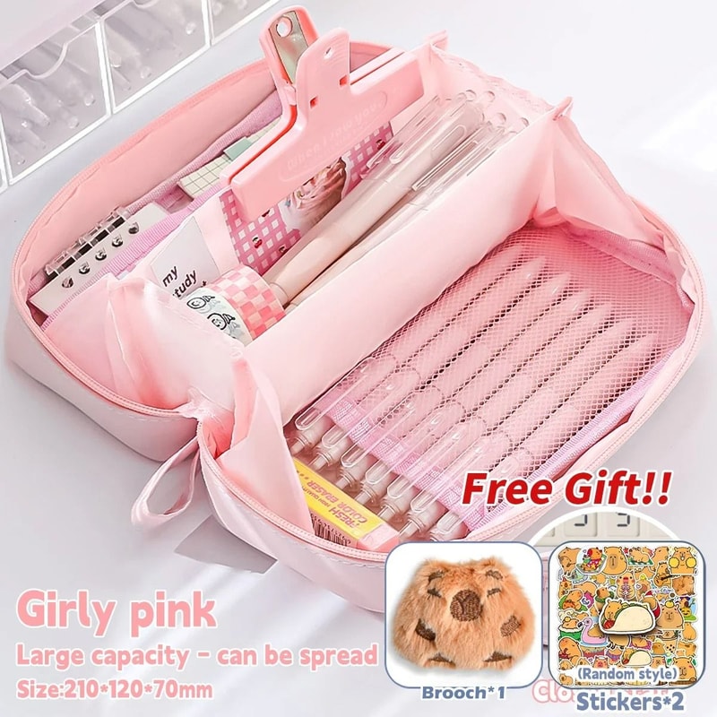 INS Style Pencil Case Kawaii Large Capacity Student Stationery Organizer Korean Pencil Bag 1