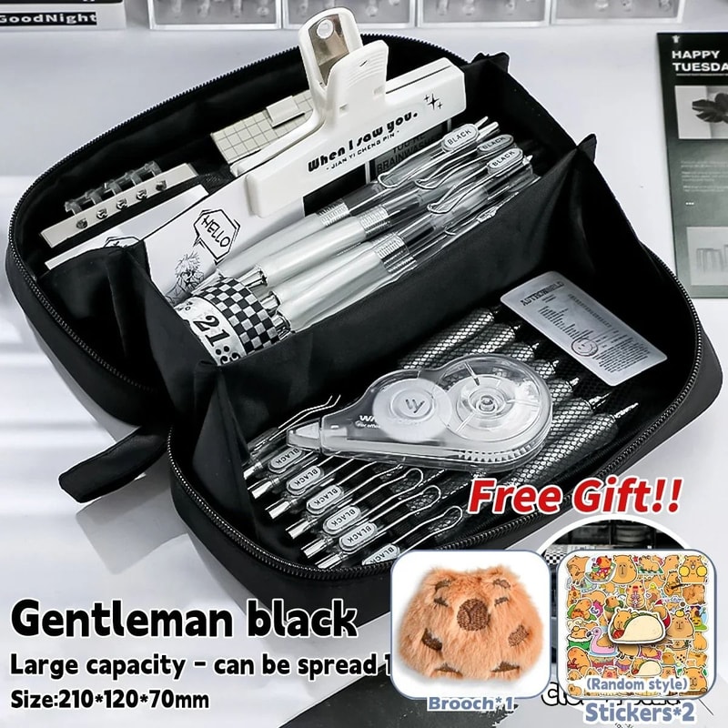 INS Style Pencil Case Kawaii Large Capacity Student Stationery Organizer Korean Pencil Bag 2