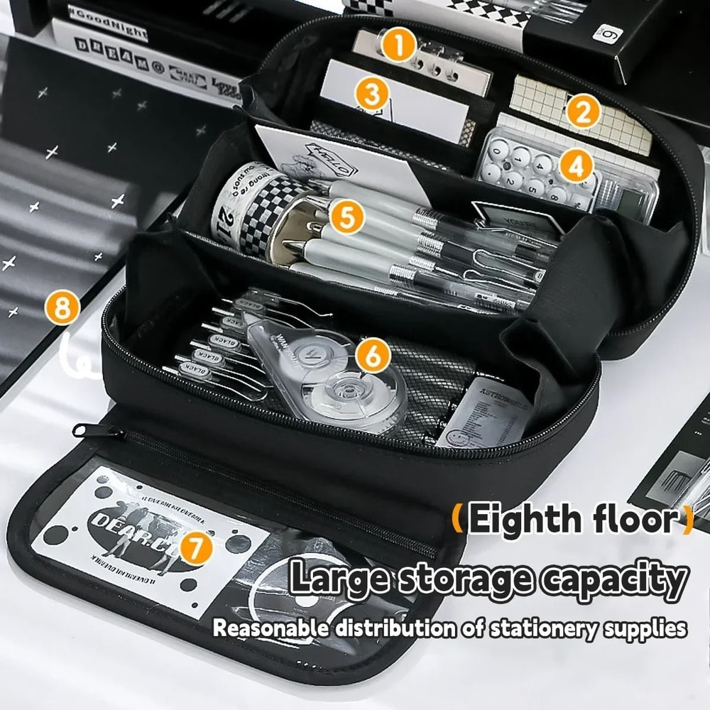 INS Style Pencil Case Kawaii Large Capacity Student Stationery Organizer Korean Pencil Bag 0