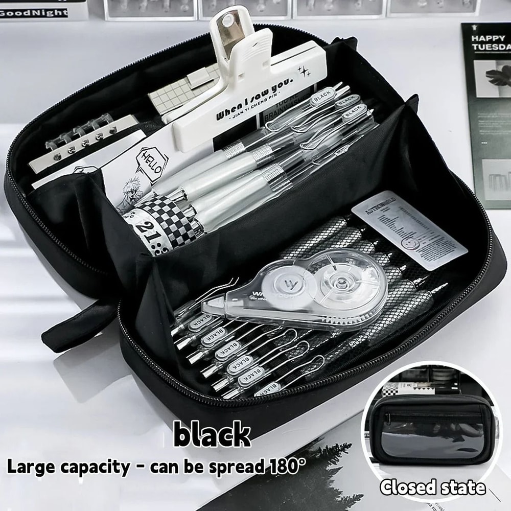 INS Style Pencil Case Kawaii Large Capacity Student Stationery Organizer Korean Pencil Bag 8