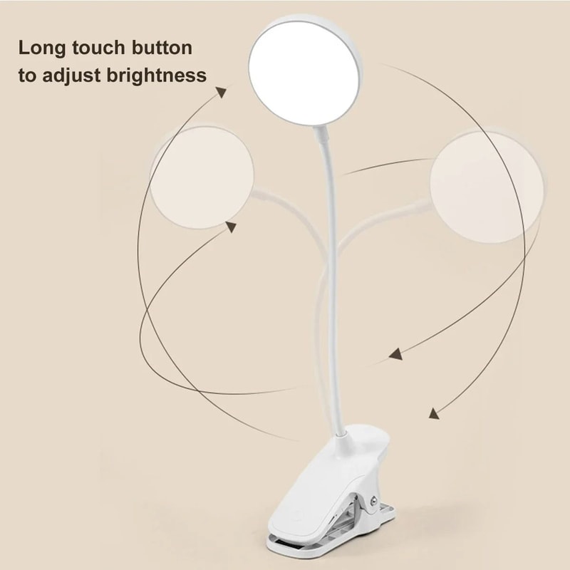 USB Rechargeable Desk Lamp LED Clip Reading Light With Eye Protection And 3 Dimming Modes 8