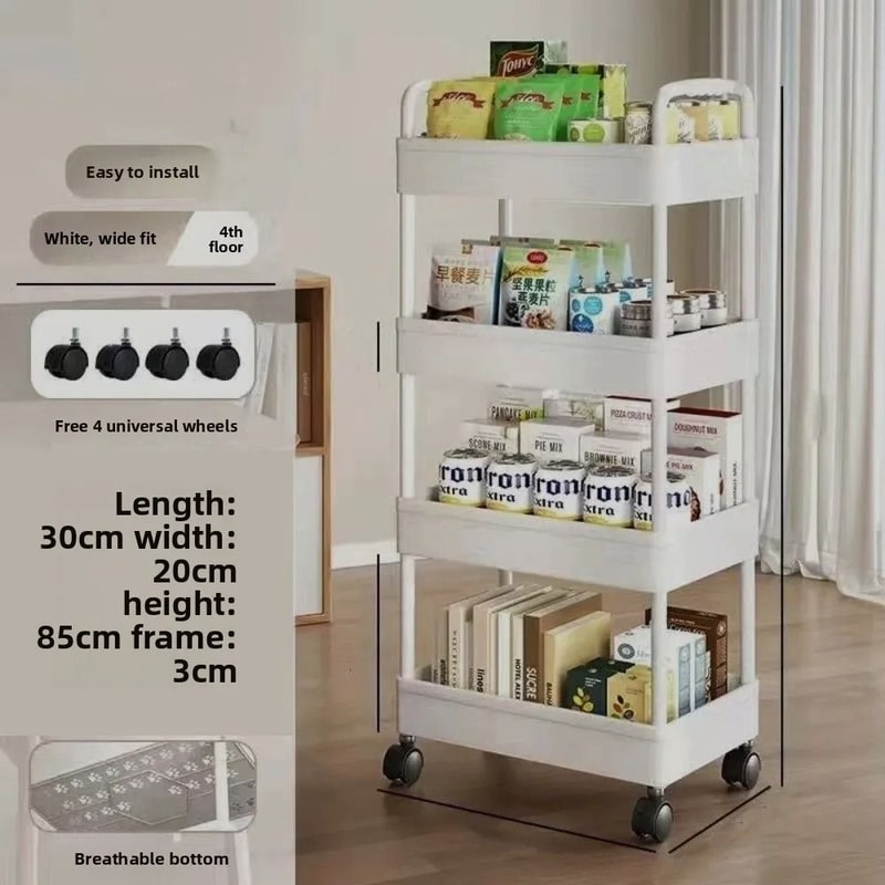 Multi Layer Kitchen Storage Trolley Rolling Cart Organizer For Snacks Fruits And Vegetables 8