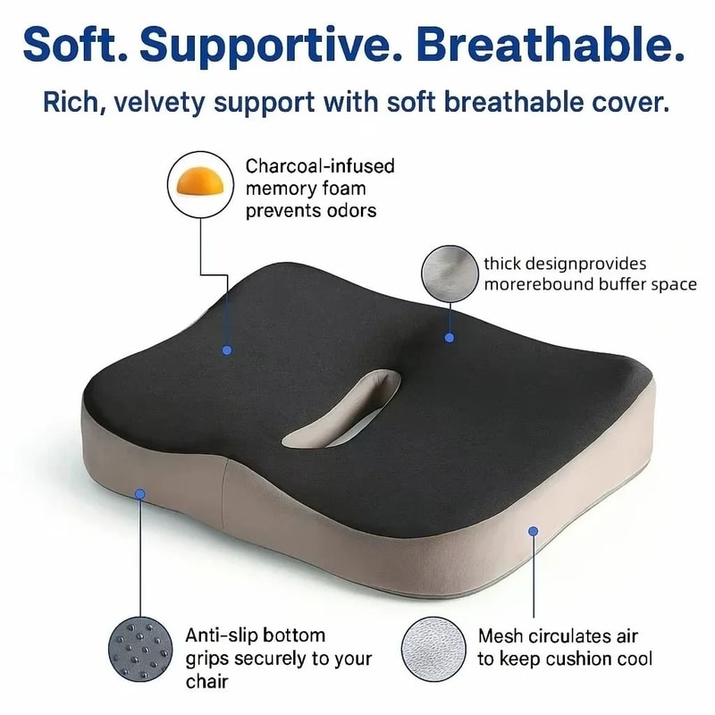 Orthopedic Memory Foam Seat Cushion For Tailbone And Back Pain Relief 5