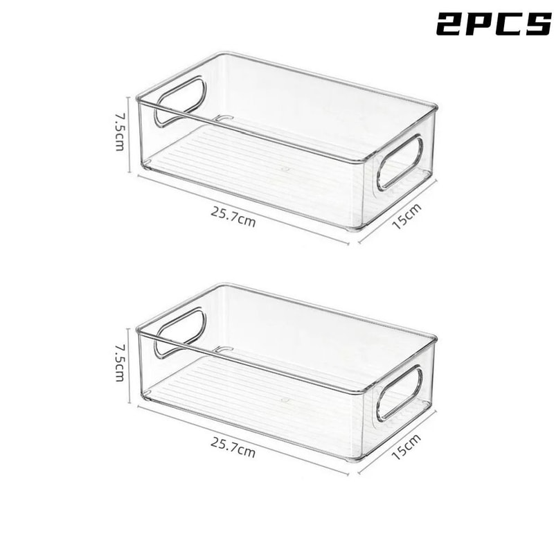 Clear Stackable Pantry Storage Bins With Handles Refrigerator Organizer Set 4