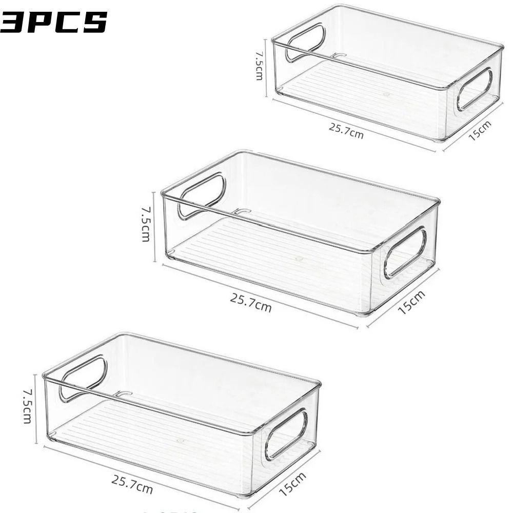 Clear Stackable Pantry Storage Bins With Handles Refrigerator Organizer Set 5