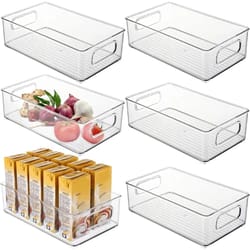 clear stackable pantry storage bins with handles refrigerator organizer set
