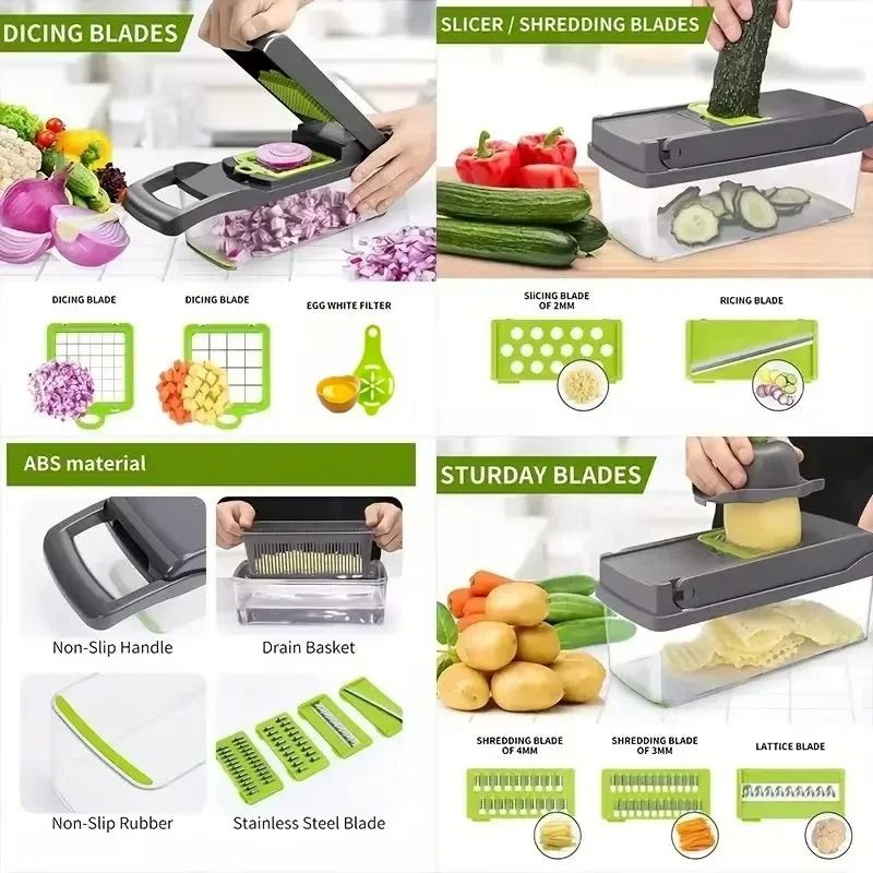 5 In 1 Vegetable Cutter Handheld Food Chopper Slicer And Grater 1