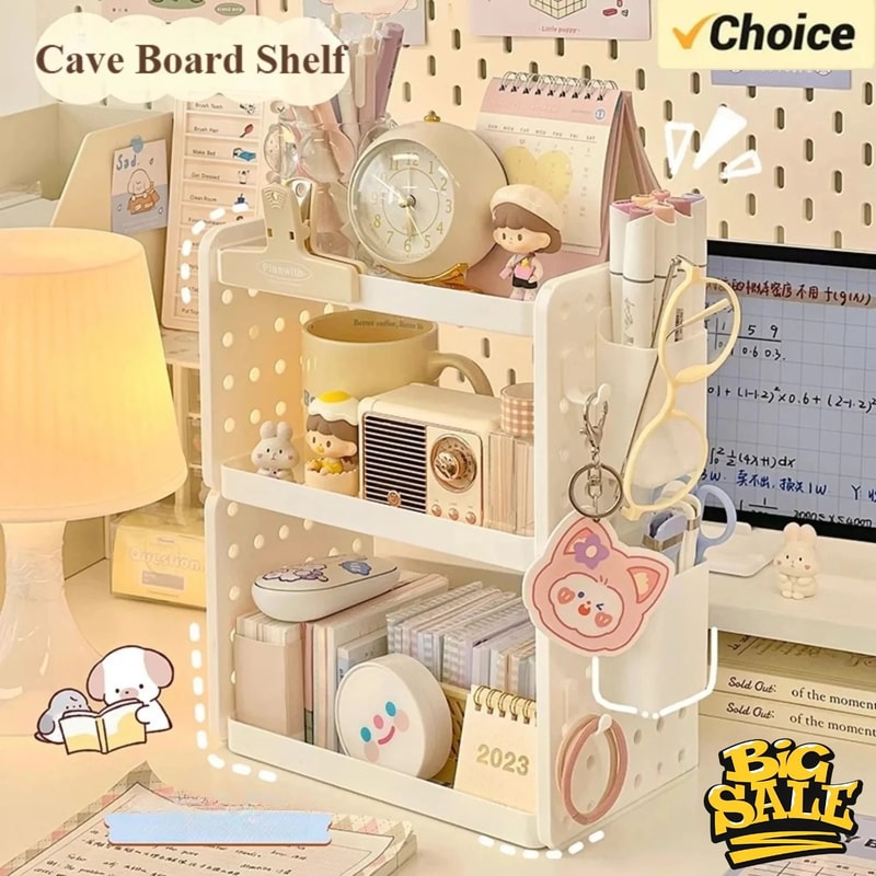 Multi Layer Desktop Organizer Shelf With Pen Holder Space Saving Desk Storage 7