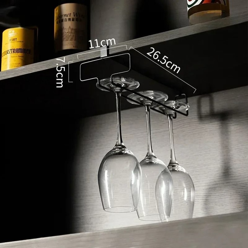 Metal Cabinet Hanging Wine Glass Rack Space Saving Stemware Holder 1