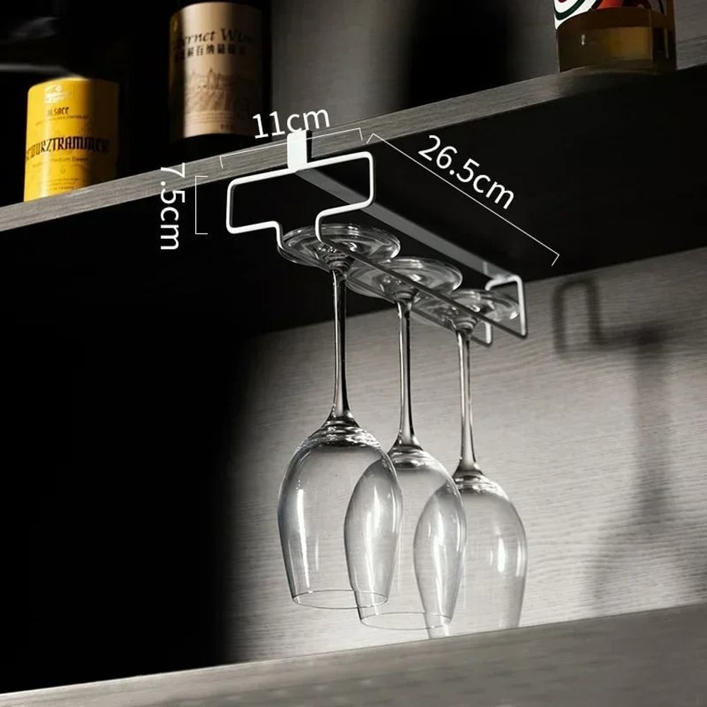 Metal Cabinet Hanging Wine Glass Rack Space Saving Stemware Holder 2