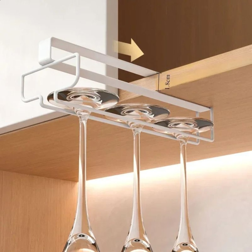 Metal Cabinet Hanging Wine Glass Rack Space Saving Stemware Holder 5