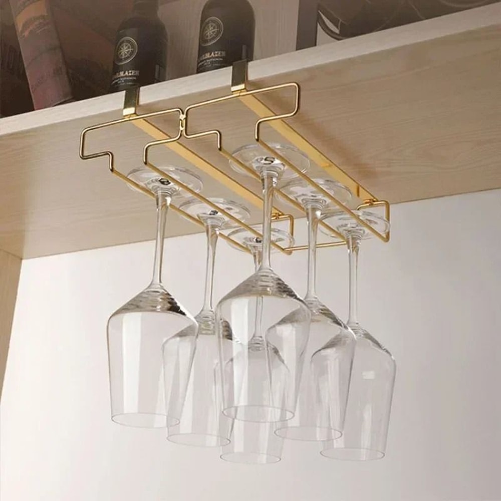 Metal Cabinet Hanging Wine Glass Rack Space Saving Stemware Holder 3