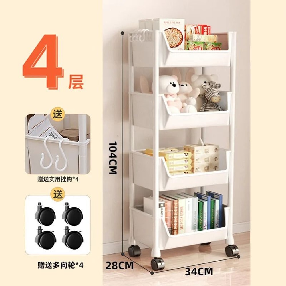 Solid Wood Kitchen Cart With Wheels Rolling Console Storage Trolley 3