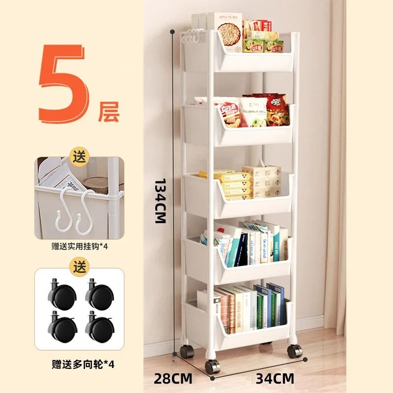 Solid Wood Kitchen Cart With Wheels Rolling Console Storage Trolley 4