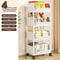 Solid Wood Kitchen Cart With Wheels Rolling Console Storage Trolley 6