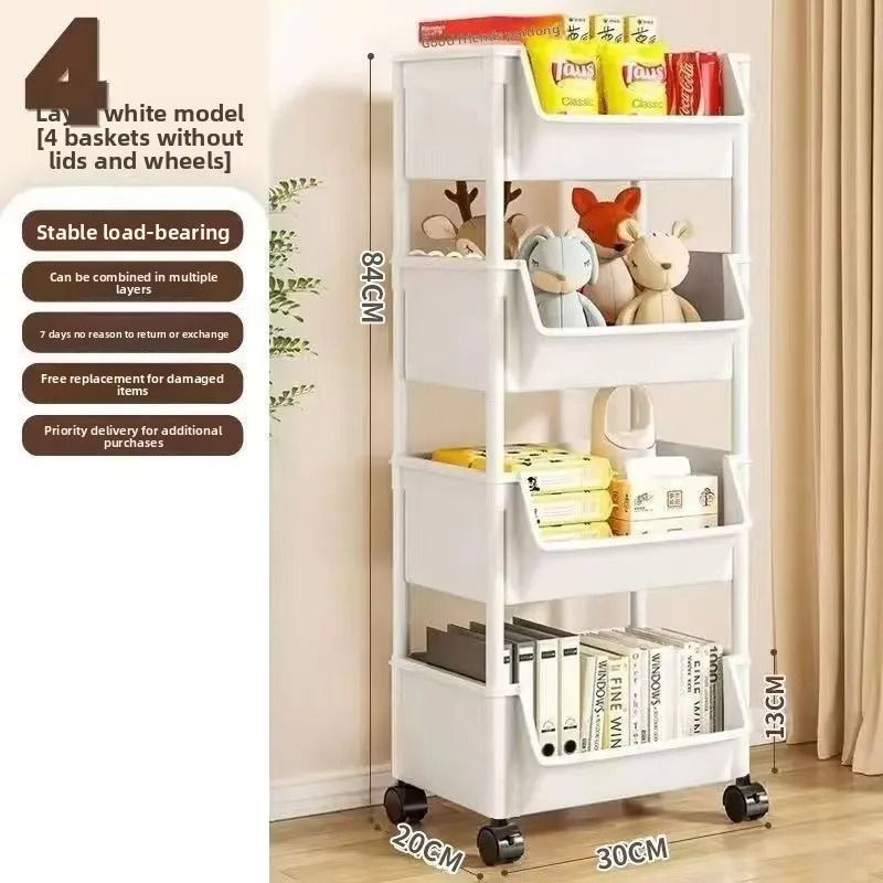 Solid Wood Kitchen Cart With Wheels Rolling Console Storage Trolley 6
