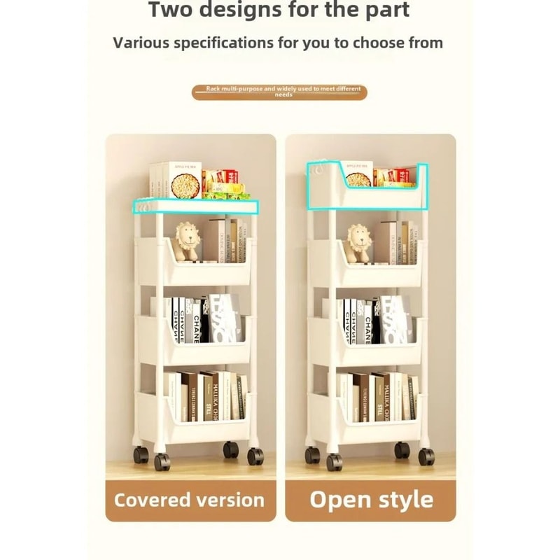 Solid Wood Kitchen Cart With Wheels Rolling Console Storage Trolley 8