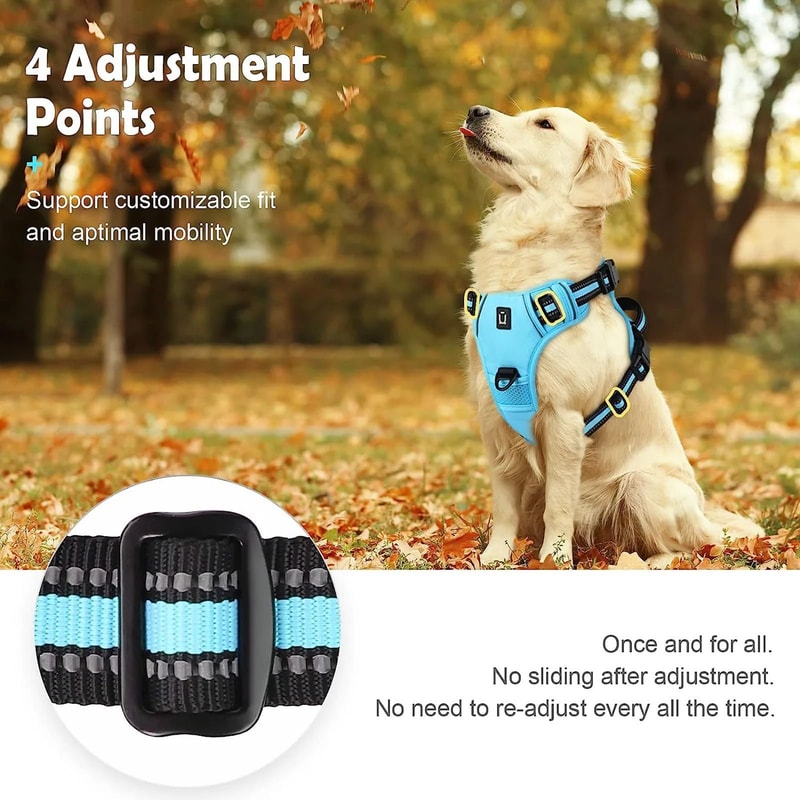 No Pull Dog Harness Adjustable Soft Padded Vest With Control Handle 13