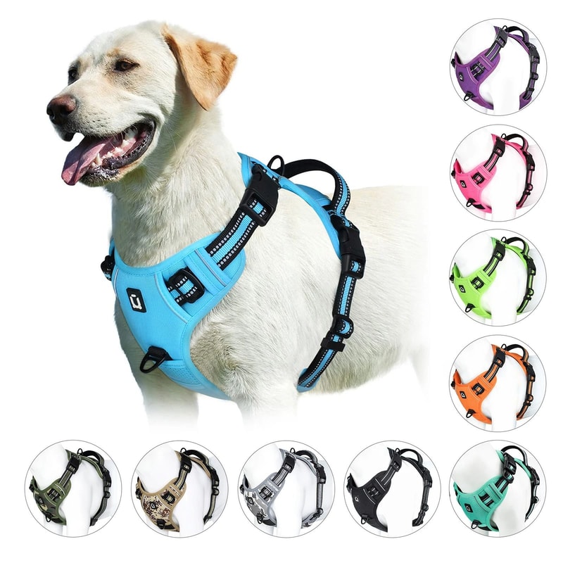 No Pull Dog Harness Adjustable Soft Padded Vest With Control Handle 0