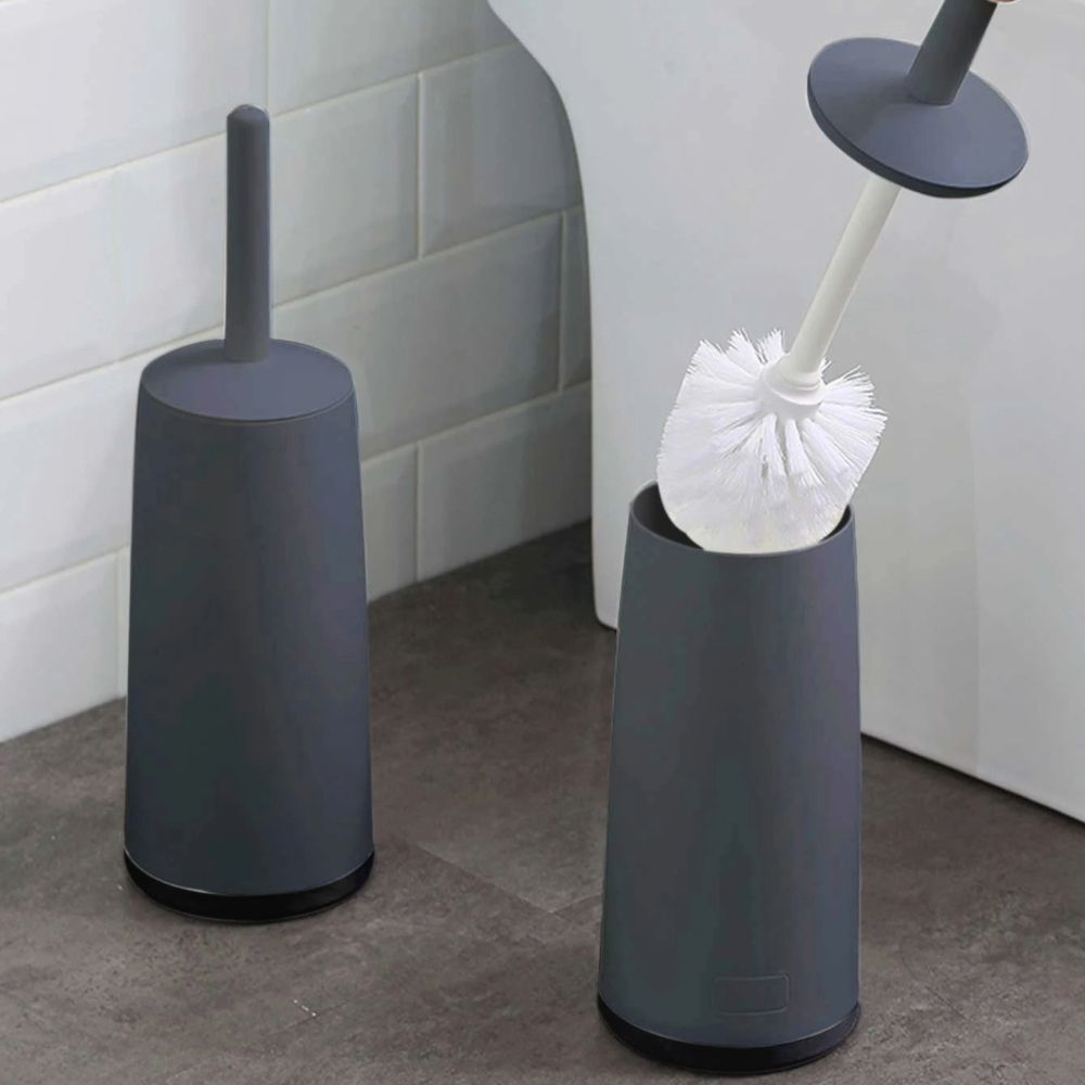 Long Handle Toilet Cleaning Brush With Standing Holder Bathroom Tool 0