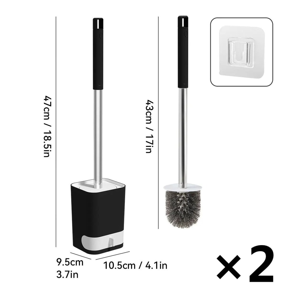 Punch Free Wall Mounted Toilet Brush With Holder Long Handle Bathroom Cleaner 3