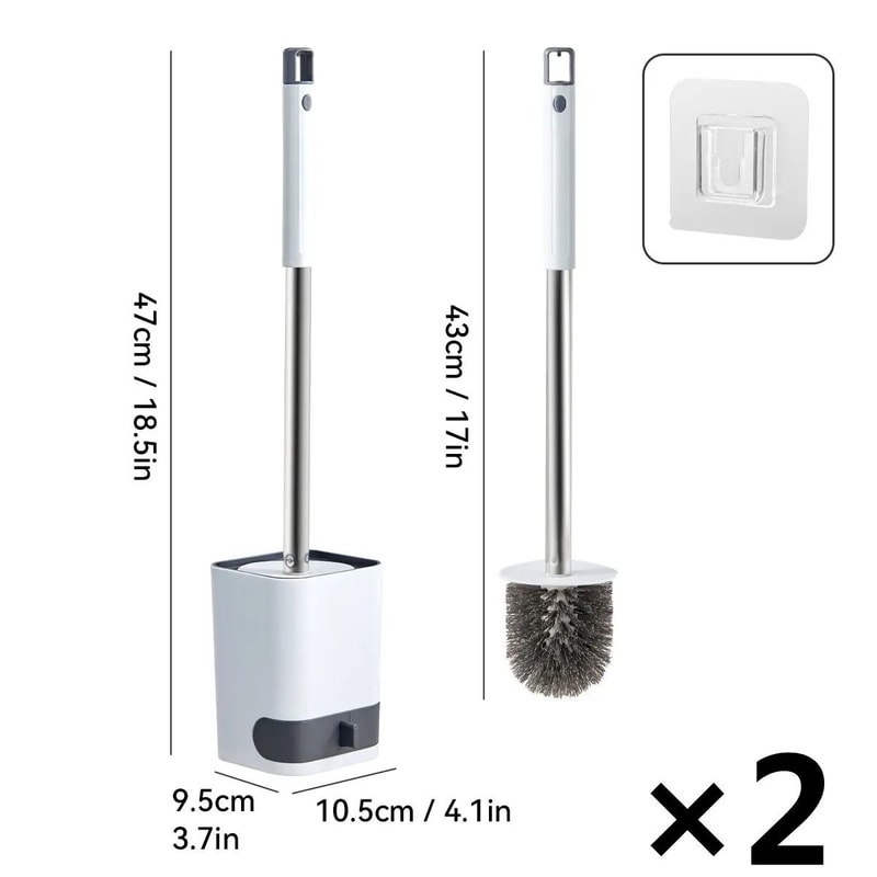 Punch Free Wall Mounted Toilet Brush With Holder Long Handle Bathroom Cleaner 4