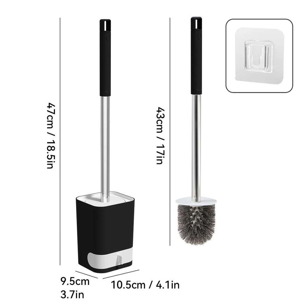 Punch Free Wall Mounted Toilet Brush With Holder Long Handle Bathroom Cleaner 5
