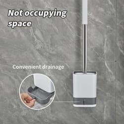 punch free wall mounted toilet brush with holder long handle bathroom cleaner